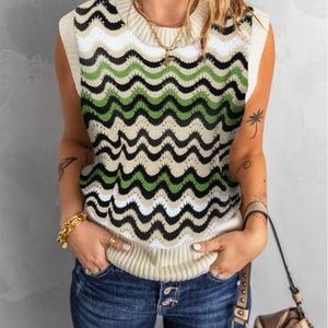 NWOT Waxy Stripes Knit Vest Pullover Sweater 2-33-A15